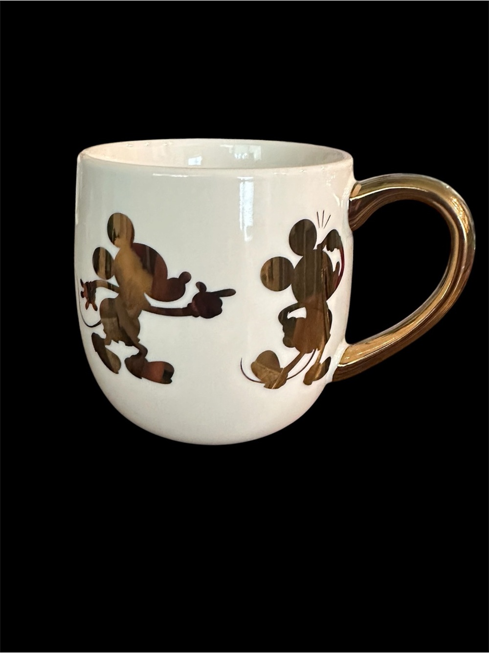 Disney Mickey Mouse Golden Silhouette Porcelain Mug 16 oz